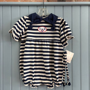 Baby Doe-Spun Striped Sailor Bodysuit 24 Months Blue White